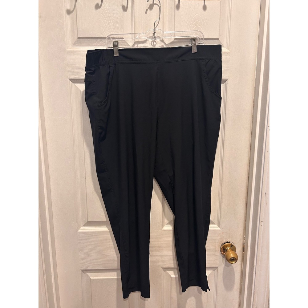 Eddie Bauer Womens XL Departure Black Ankle Hiking Travel Active Pants Elastic